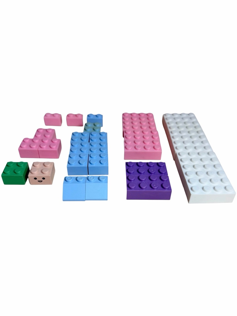 Vintage 80s Mega Bloks Pastel Bricks Lot 30 Pieces Character Face Block Rare